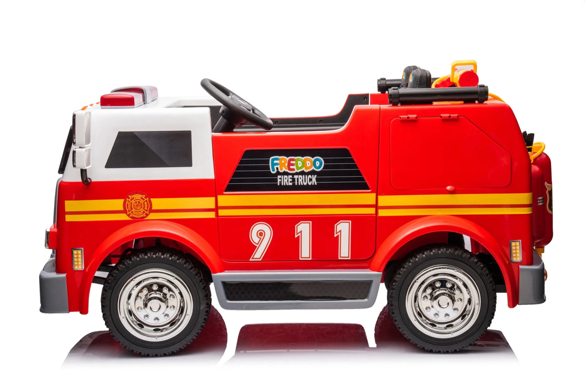 24V 2-Seater Ride-on Fire Truck with Remote Control, LED Lights, Water Gun B852