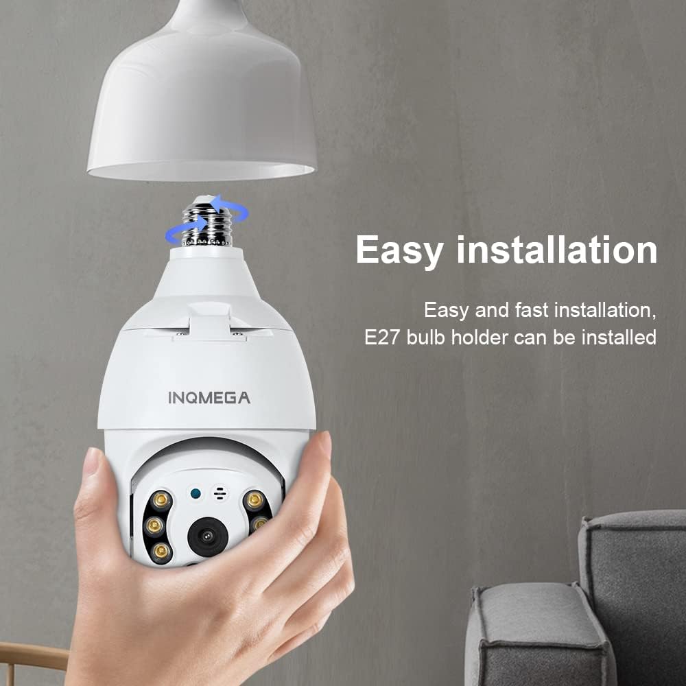 2K 3.0MP Light Bulb Camera with E27 Connector, PTZ Security Camera, Night Vision, WiFi IP Camera Pack of 2 S30556