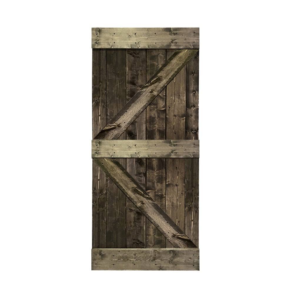Carbon Gray Solid Pine Wood Interior Sliding Barn Door X93621