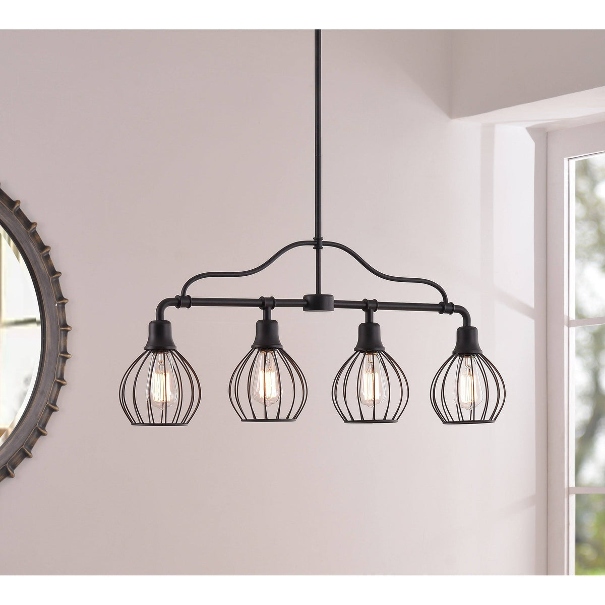4 Light Island Light - Black Finish F18138