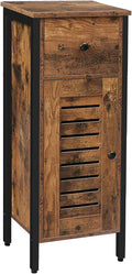 Rustic Brown Storage Cabinet with Drawer and Height-Adjustable Shelves K819229