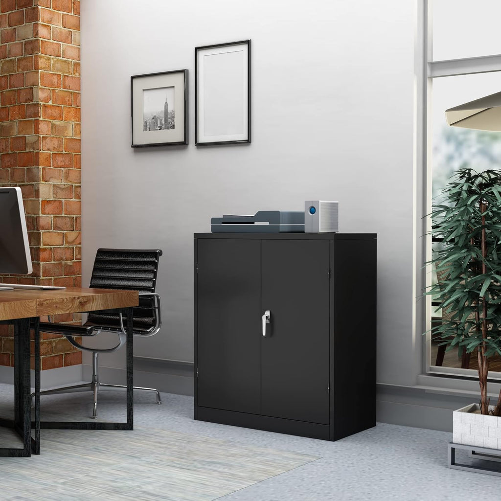 Industrial Metal Storage Cabinet with Doors, Locking Steel Cabinet with 2 Adjustable Shelves M943202