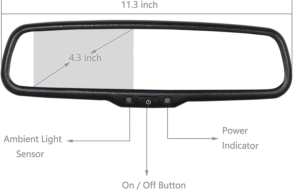4.3 LCD Screen Auto Dimming Rear View Mirror with Universal Mount Y16223