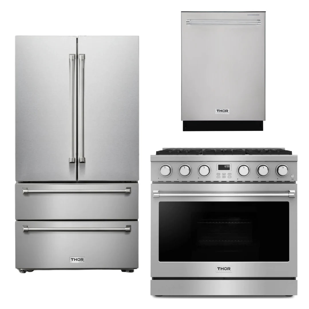 36 Gas Range, Refrigerator, Dishwasher F470743