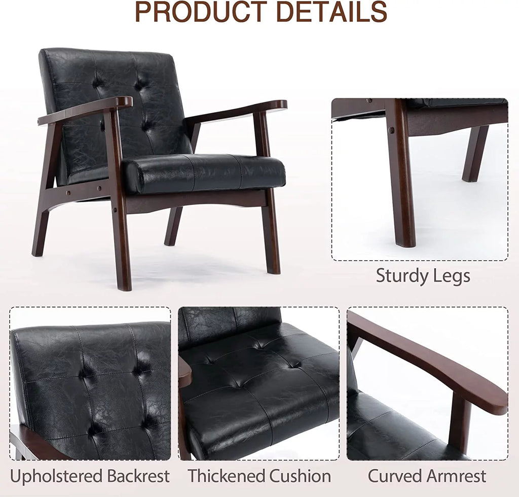Black Leather Upholstered Accent Chair L360565