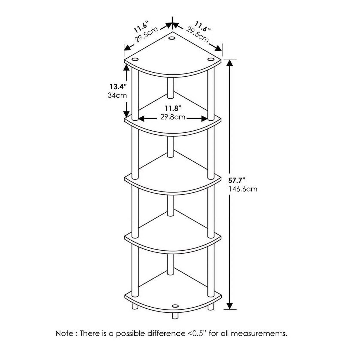 5 Tier Corner Display Rack in Dark Walnut O4496