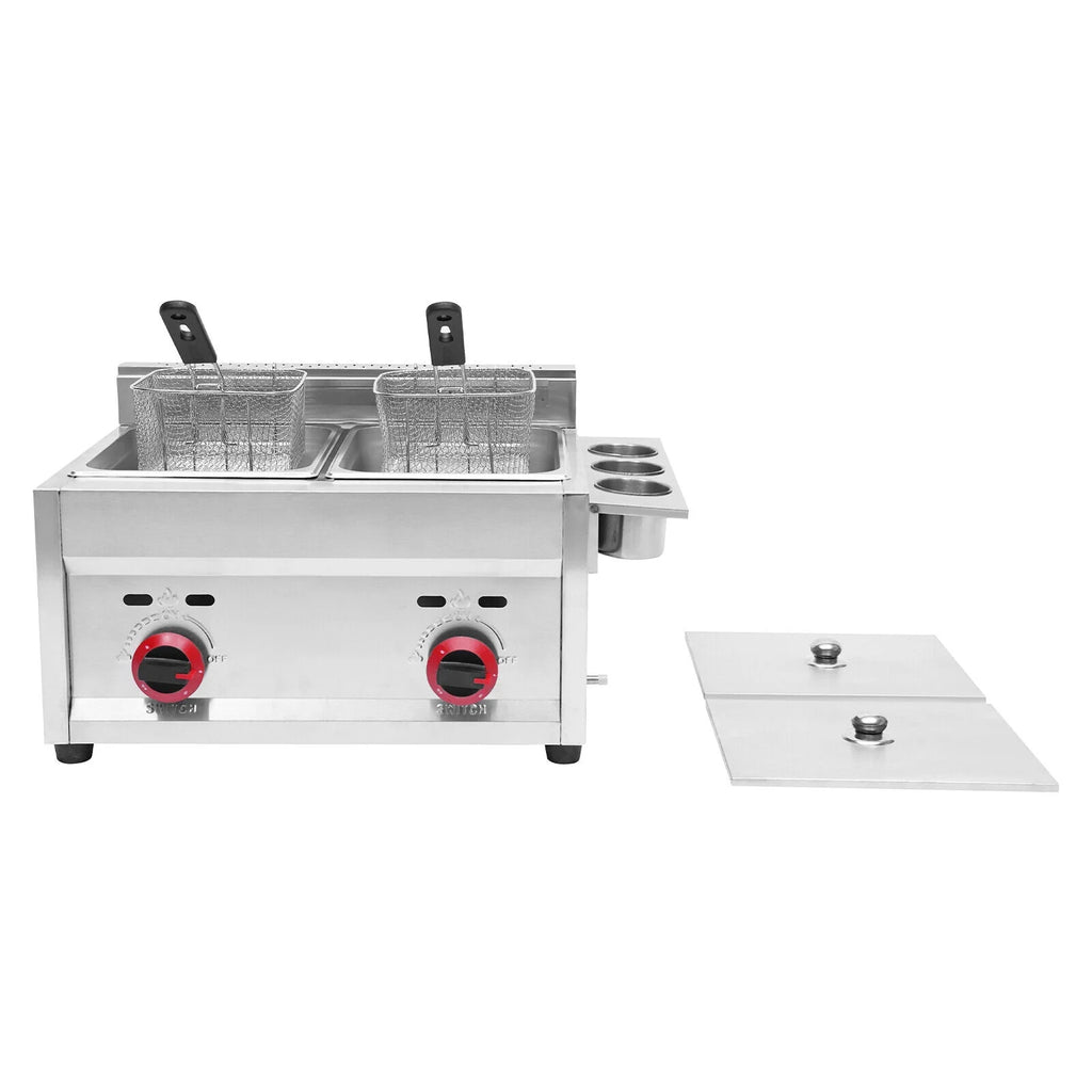 6L*2 Stainless Steel Commercial Countertop Gas Deep Fryer with 2 Basket N812