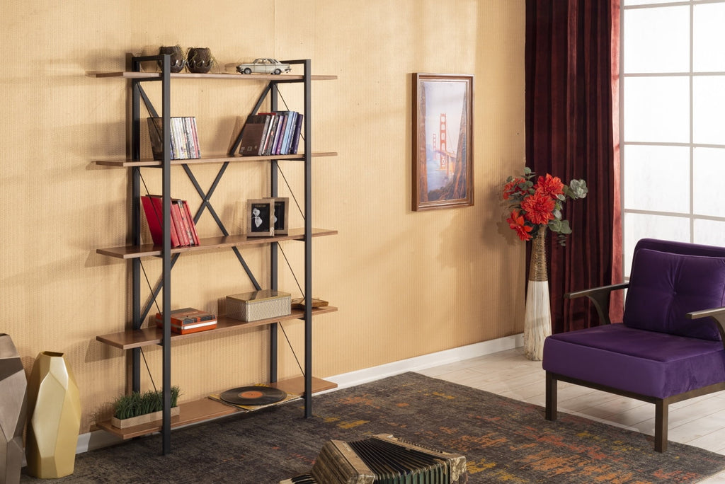 5 Tier Solid Wood Bookcase K658861