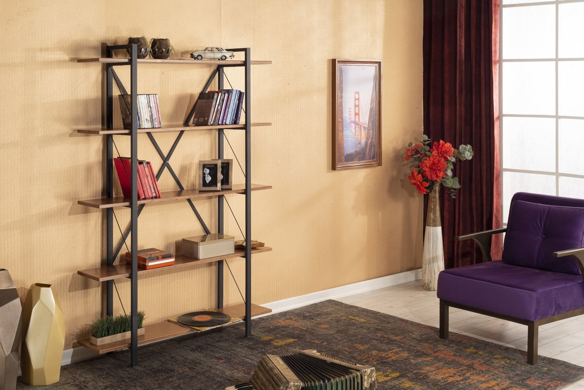 5 Tier Solid Wood Bookcase K658861