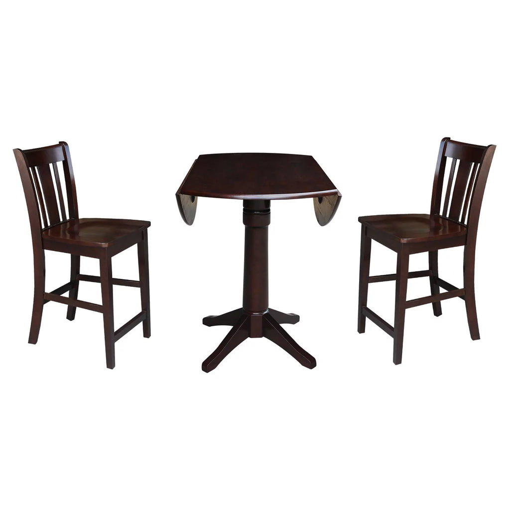 42" Round Dual Drop Leaf Pedestal Table Espresso P344