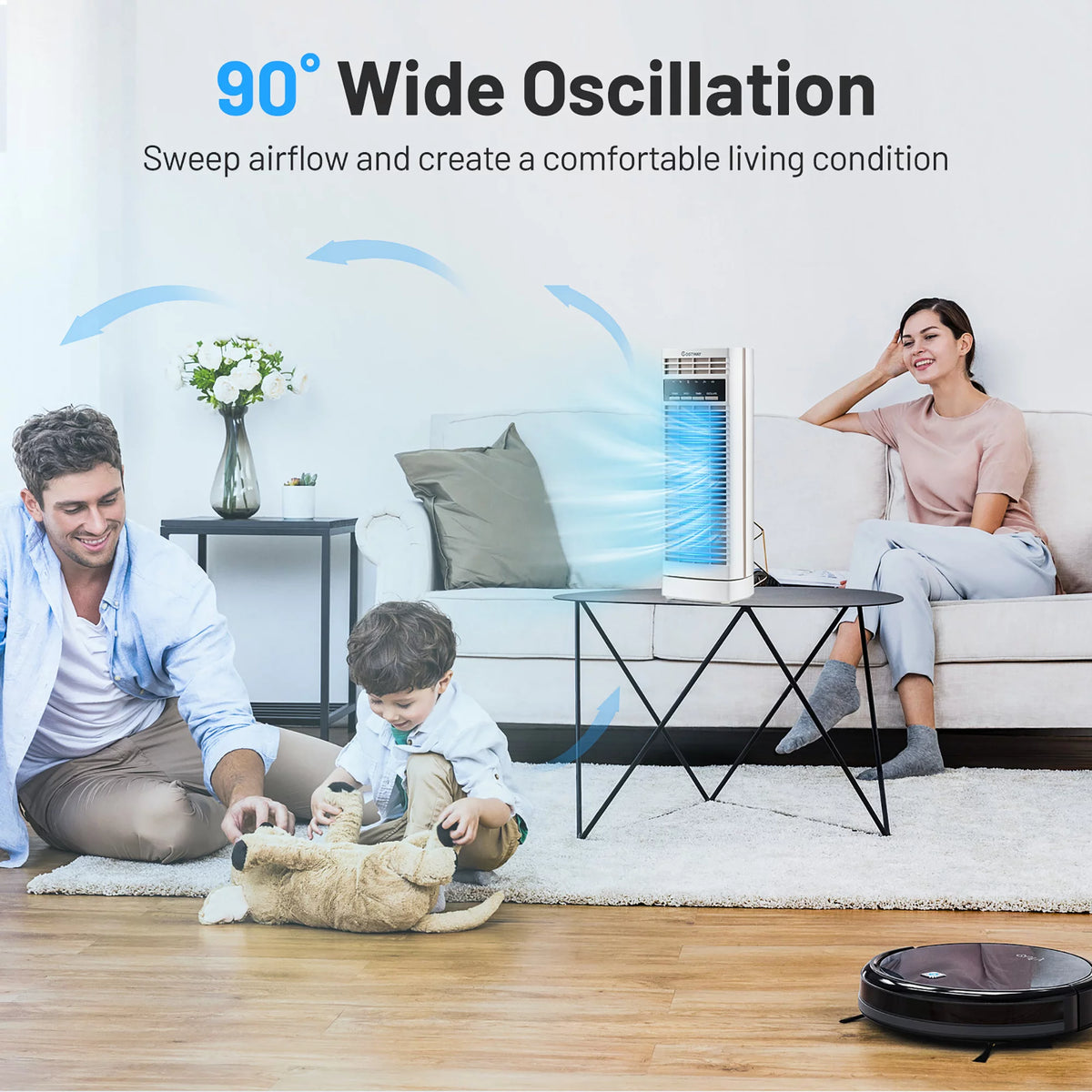 14'' Mini Oscillating Tower Fan White G33763
