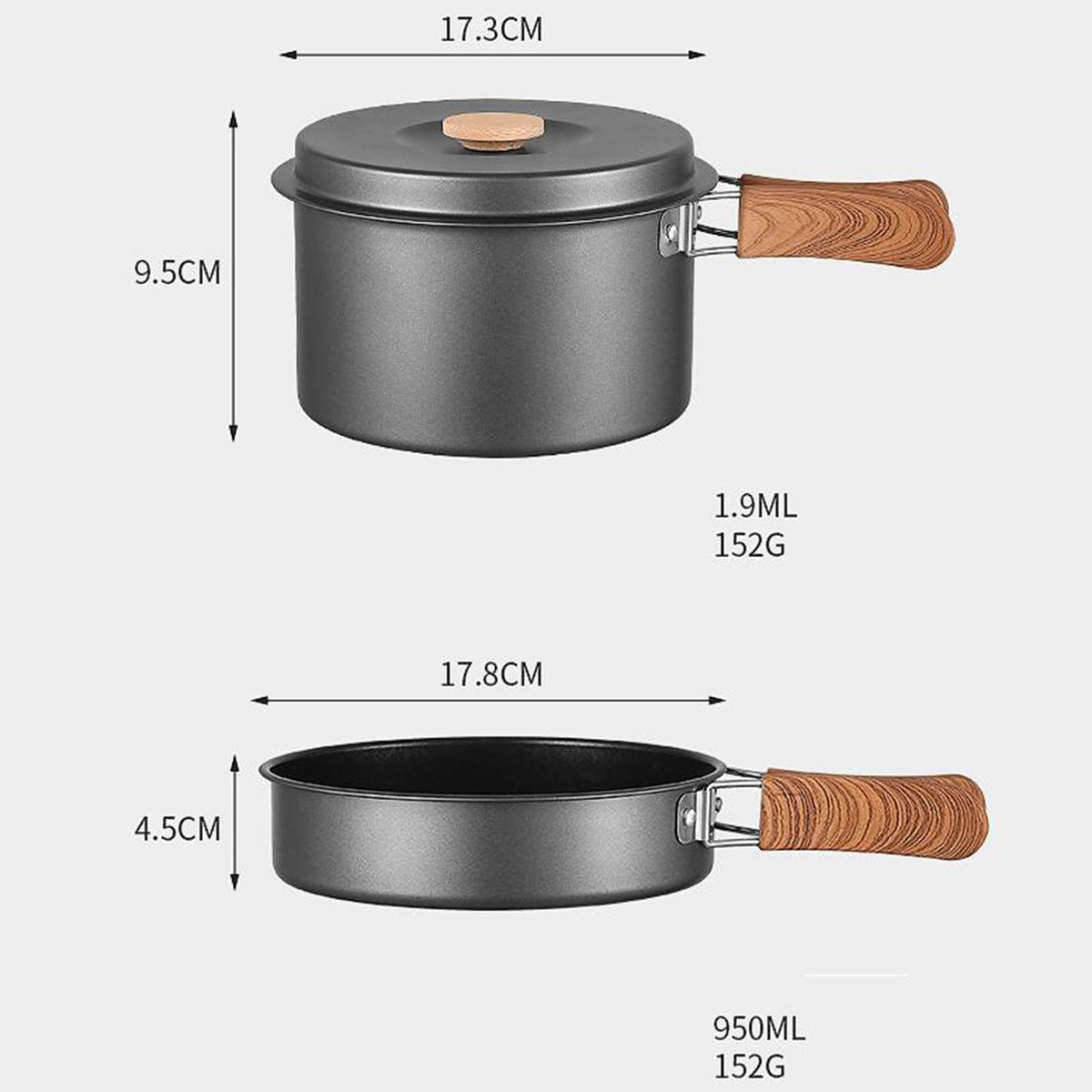 5Pcs Camping Cookware Set with Storage Bag Gray T1415