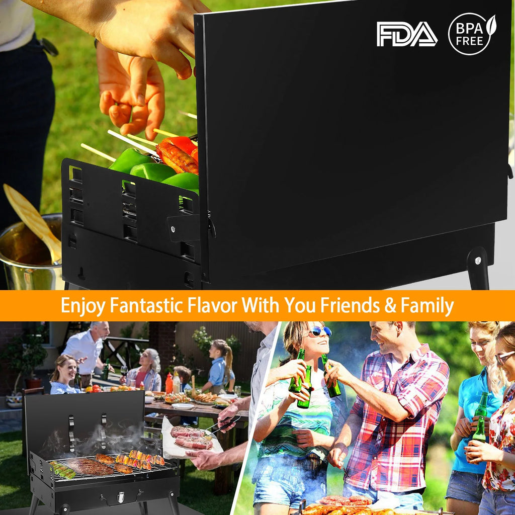 Portable Charcoal Grill Foldable BBQ Suitcase Grill R22542