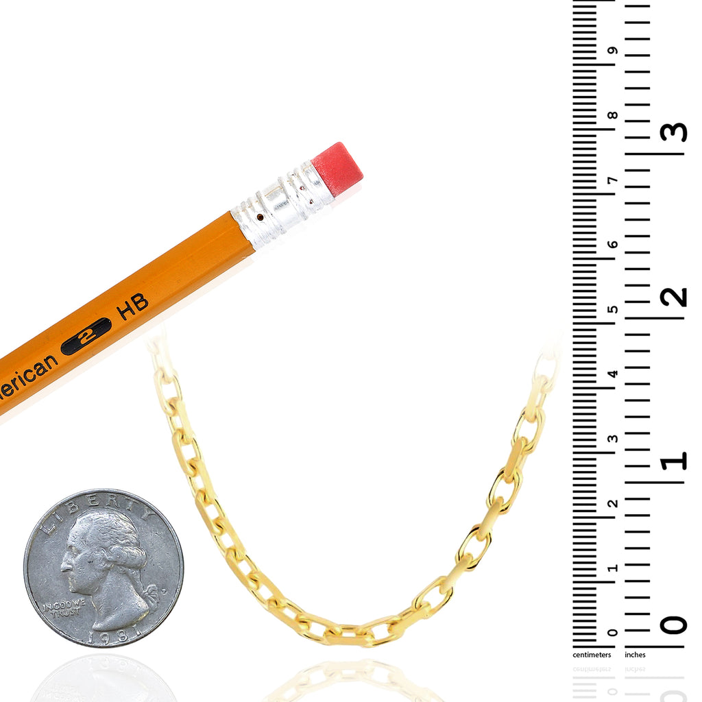 Solid 14K Yellow Gold 2.5mm Cable Chain Necklace 18" 20" 22" 24" M479