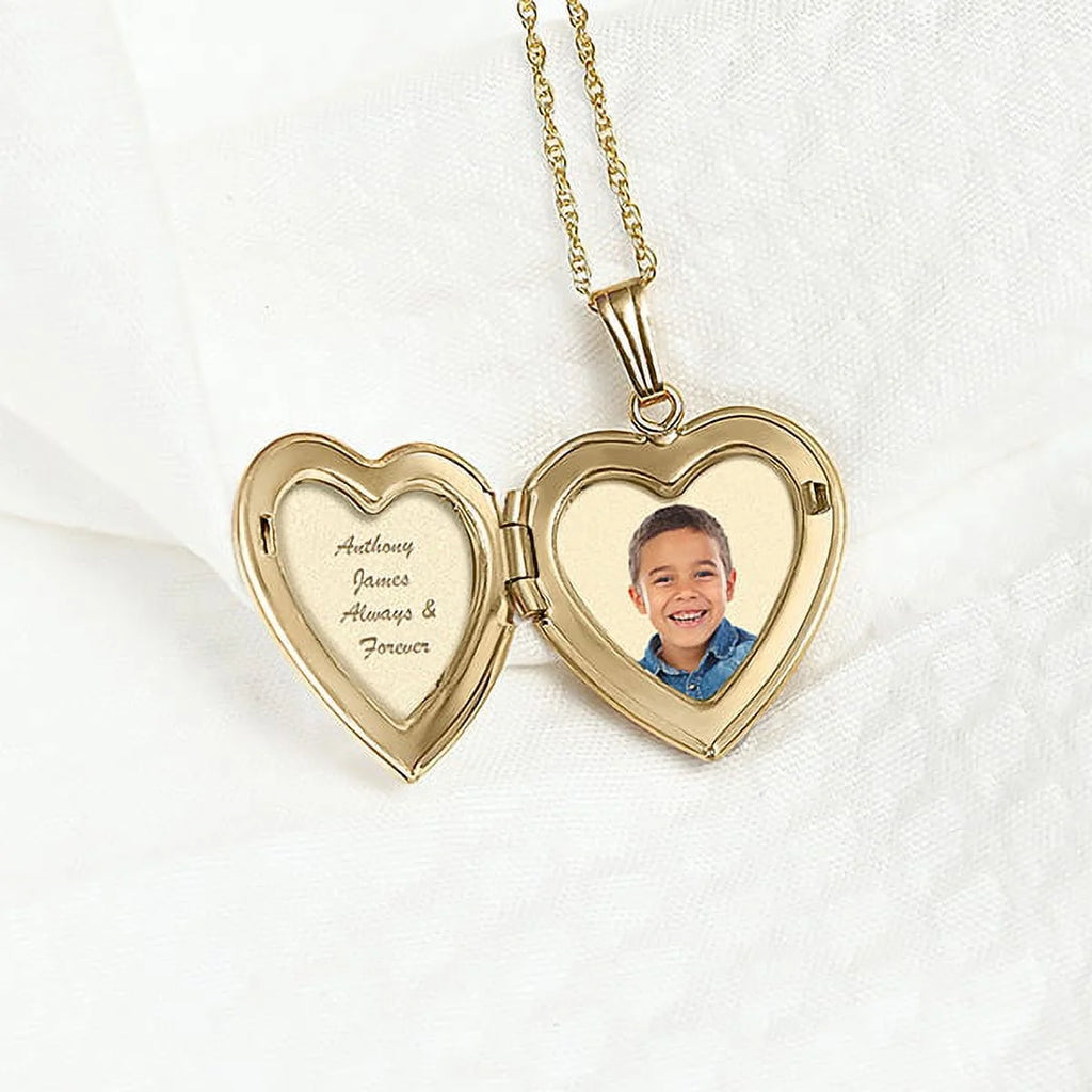 Solid 14K Yellow Gold Mother of Pearl Heart Locket N43416
