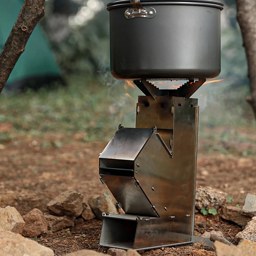 Portable Stainless Steel Wood Burning Rocket Stove F46034