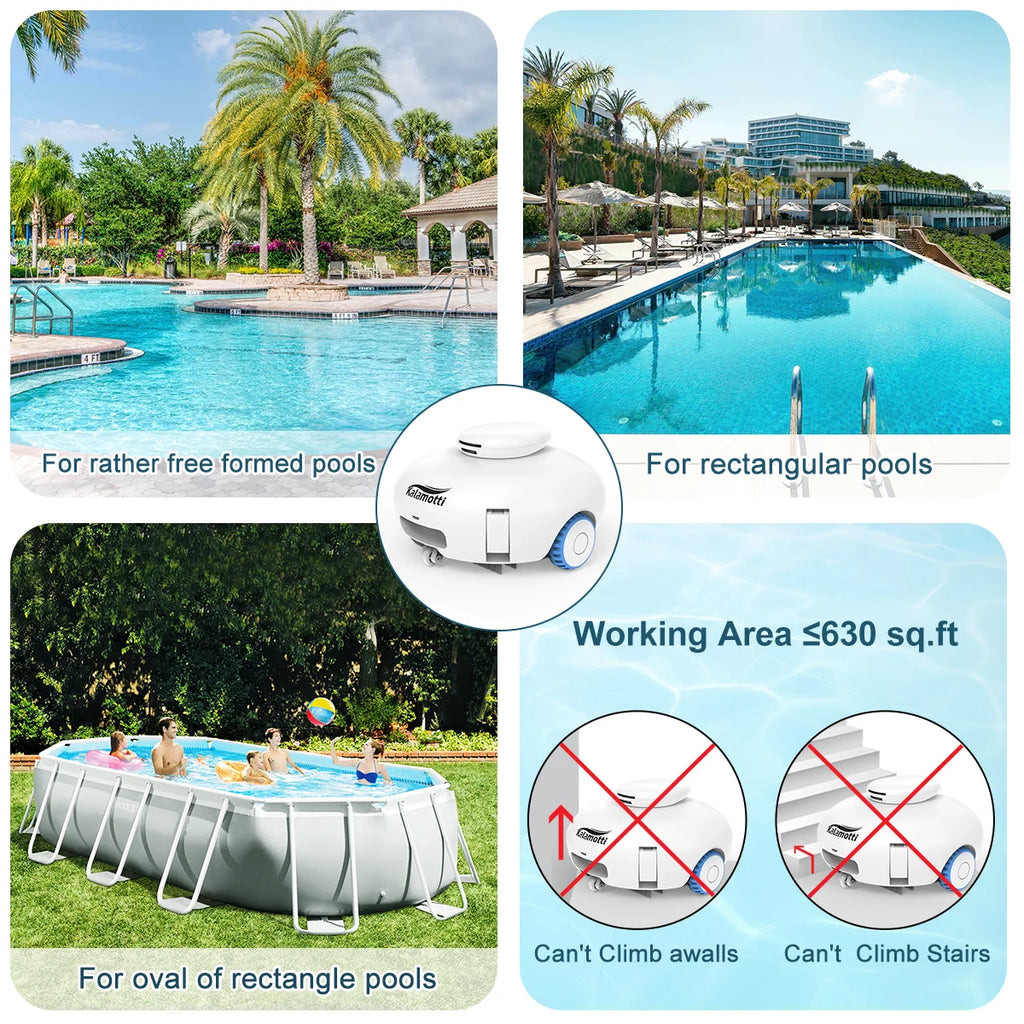 Cordless Robotic Pool Vacuum Cleaner 7500mAh Rechargeable IPX8 Waterproof X57837