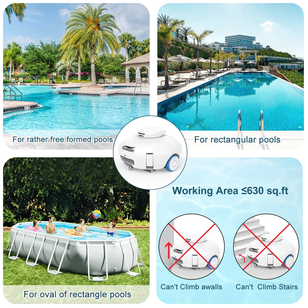 Cordless Robotic Pool Vacuum Cleaner 7500mAh Rechargeable IPX8 Waterproof X57837