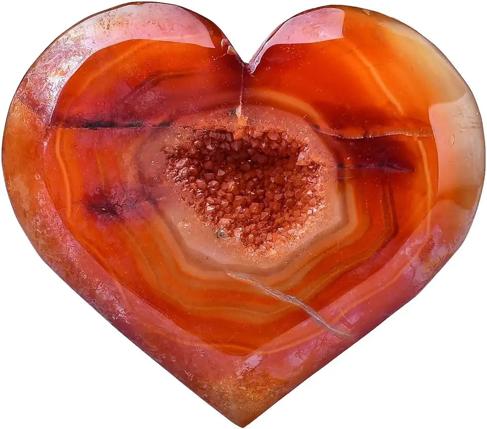 Dyed Red Striped Agate Heart Shaped Quartz Stone Specimen 0.6-0.8 Pound T596
