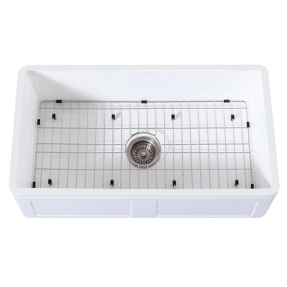 36 In. Farmhouse Kitchen Sink with Strainer and Grid B9166