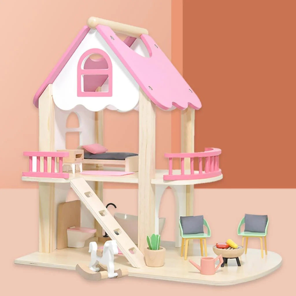 Miniature Castle Doll House with Doll Accessories Bedroom Educational Toys A90408