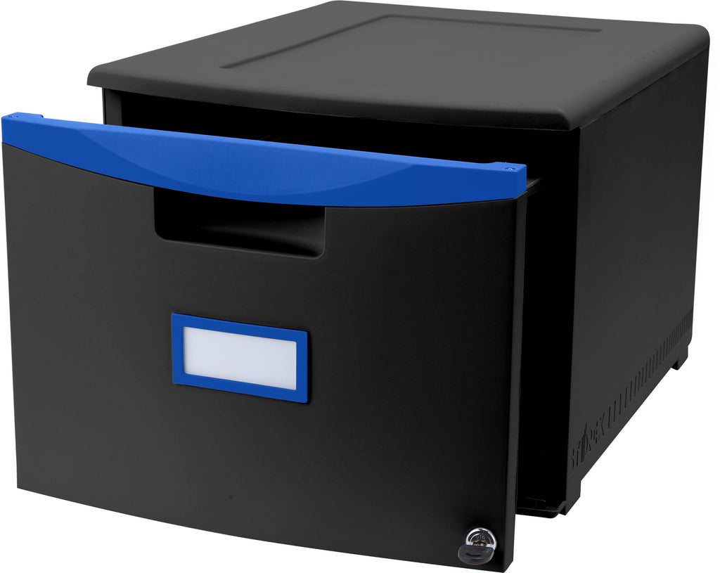 Blue & Black Single-Drawer Mobile Filing Cabinet Y4997