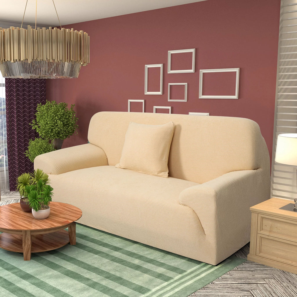 Yellow Sofa Stretch Slipcover with 1 Cushion Cover D806