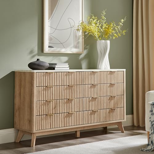 7 Drawer Wood Dresser with Faux Marble Top R194439