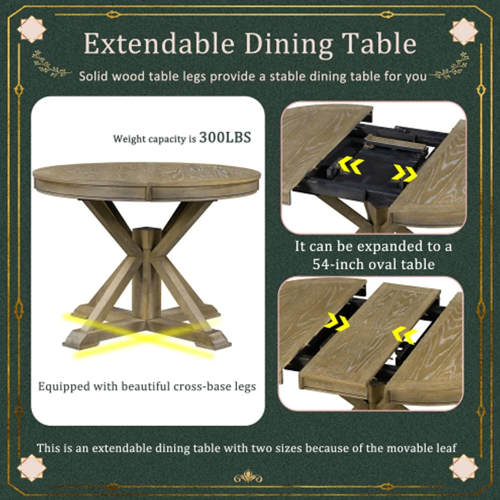 Extendable Dining Table with 12" Leaf Natural Wood H305097