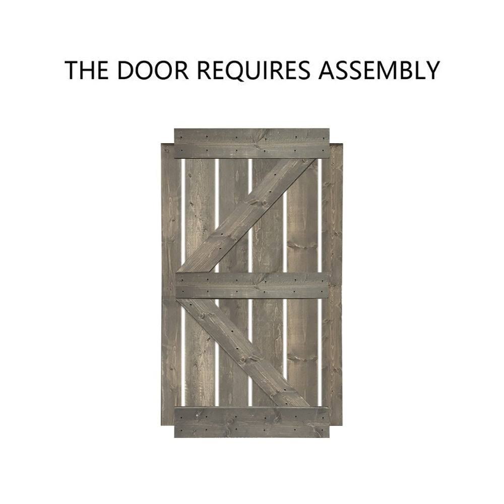 Carbon Gray Solid Pine Wood Interior Sliding Barn Door X93621