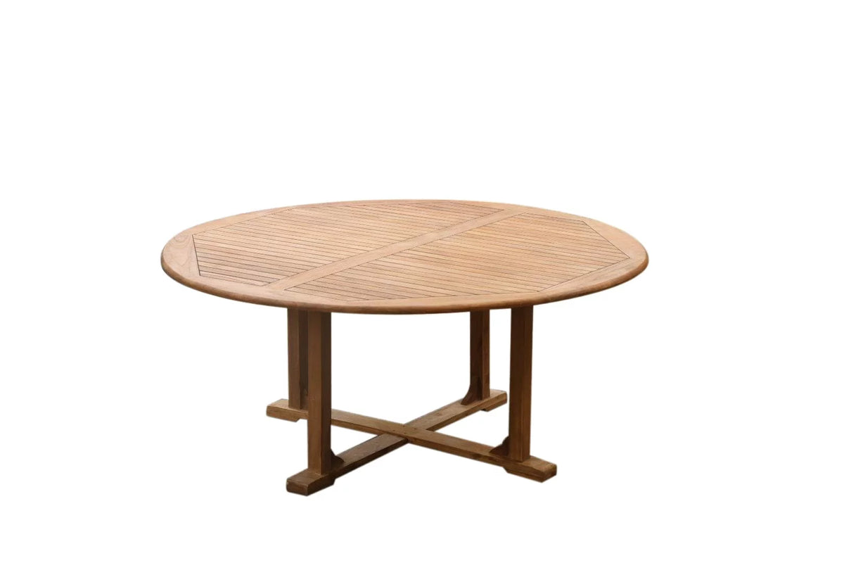 Grade-A Teak 7 Pc Dining Set 60" Round Table 6 Stacking Arm Chairs D4169