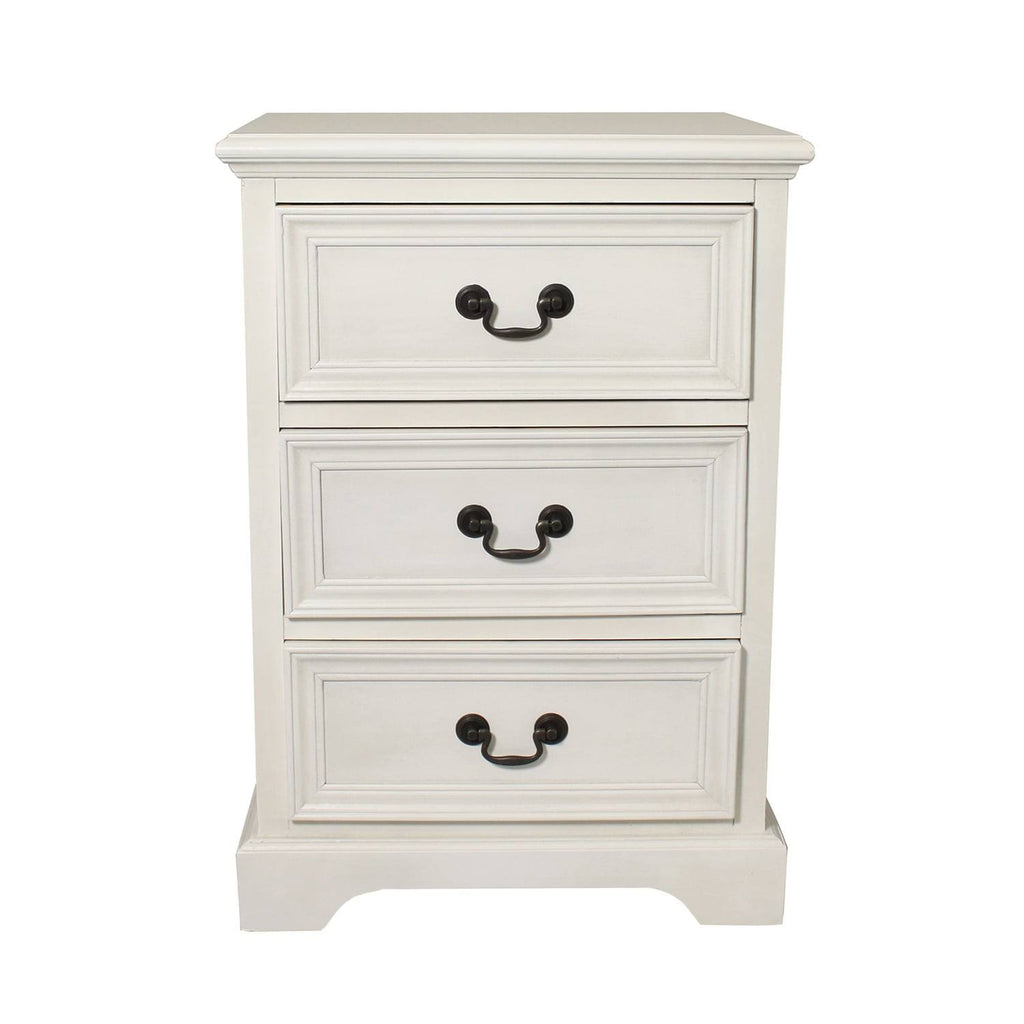Antique White Solid Wood 3-Drawer Night Stand U600076