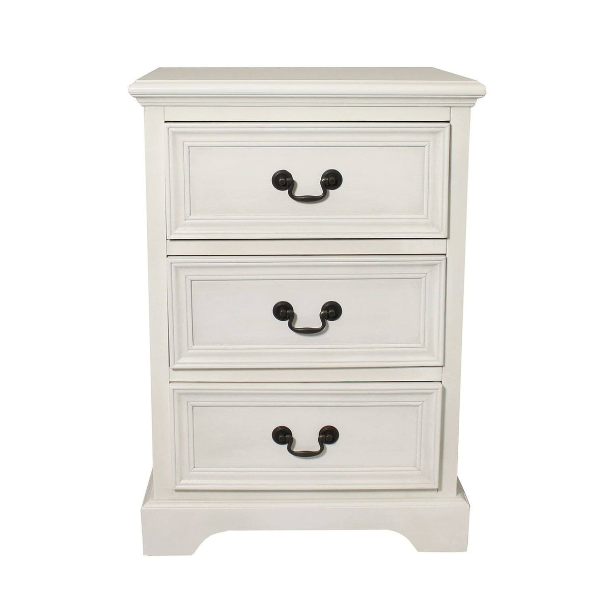 Antique White Solid Wood 3-Drawer Night Stand U600076