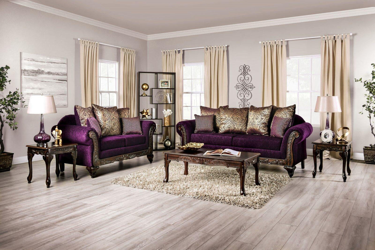 Purple & Dark Cherry 5pcs Living Room Set E135