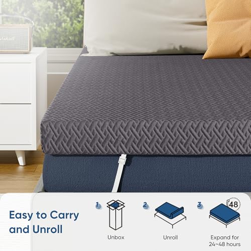 Memory Foam Mattress Topper Queen Size 3 Inch Gel Infused Cooling R311186