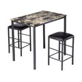 3-Piece Marble Top Black Dining Set W929