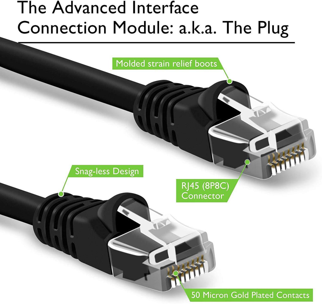 100-Pack Cat 6 Ethernet Cable 2 Feet Black J450439