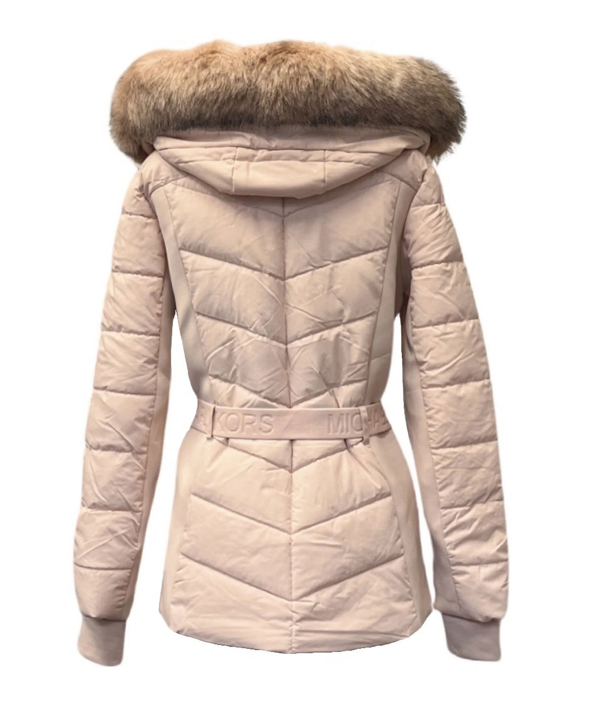 Blush Faux Fur Hooded Puffer Coat H490255