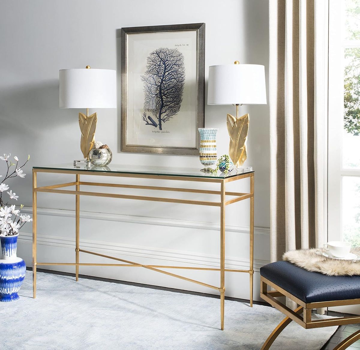 Antique Gold Glass Console Table G3838