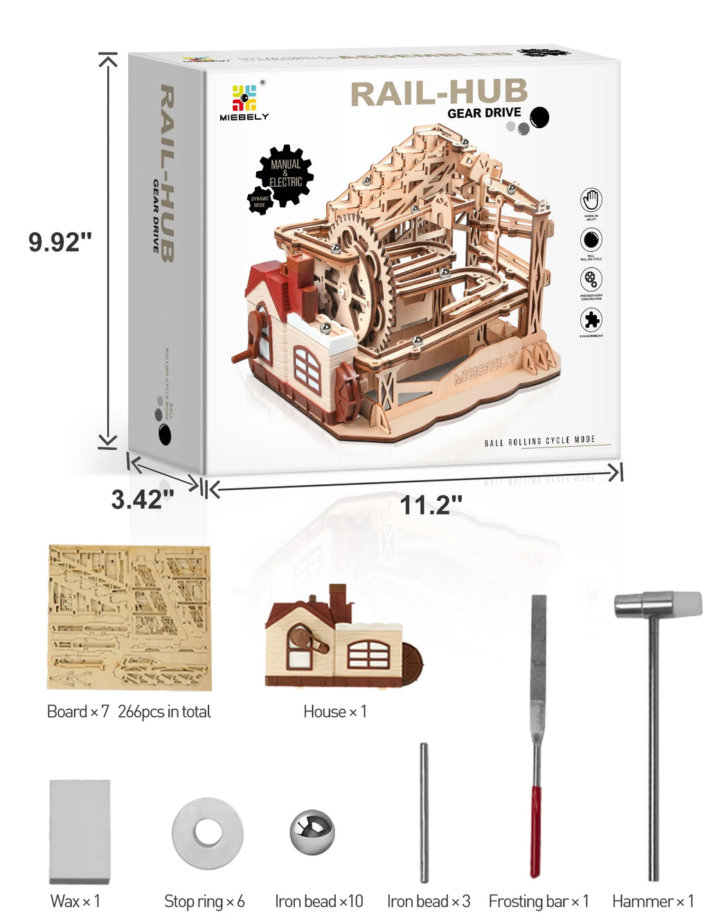 3D Wooden Puzzles Marble Run Model Building Kits with Motor G878