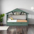 Twin Size Wood House Bed with Trundle and Storage Z33856