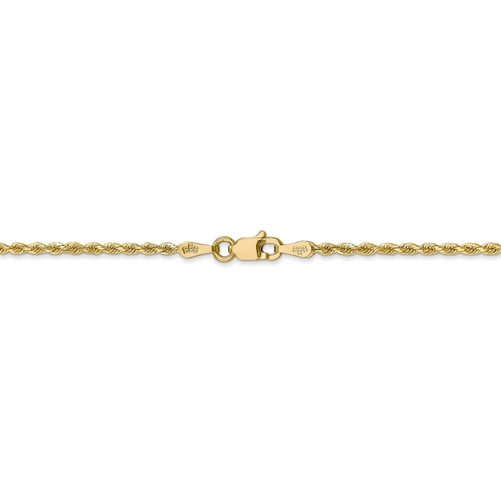 14kt Yellow Gold Diamond Cut Rope Chain with Lobster Clasp, 16 inch E8741