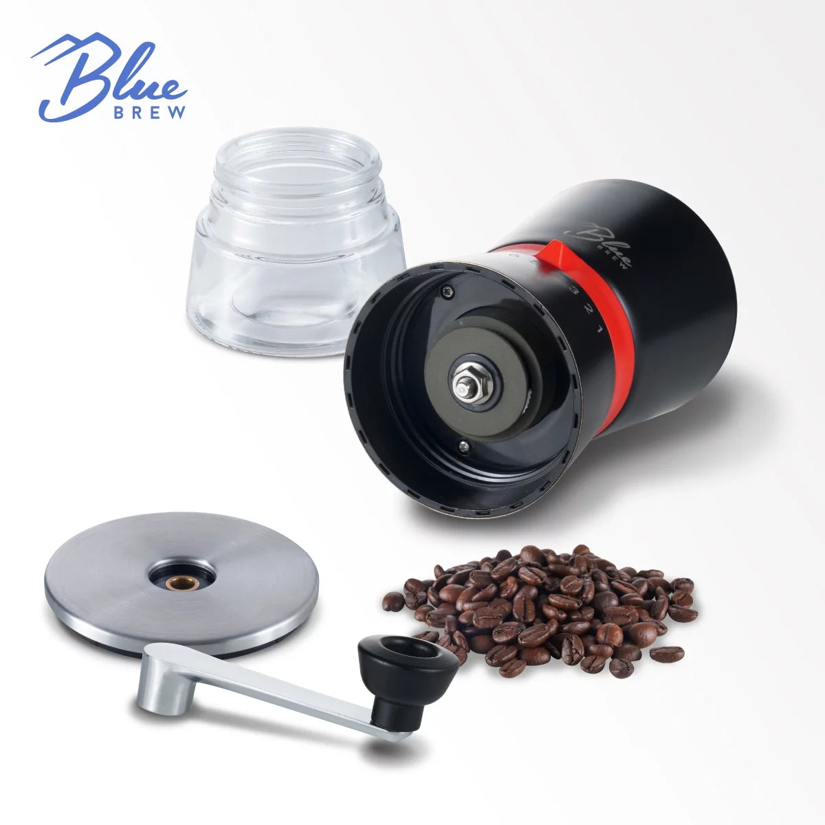 Manual Coffee Grinder with Conical Ceramic Burrs and 2 Airtight Glass Jars H8127