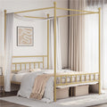 White Twin Metal Canopy Bed Frame with Headboard and Footboard E1617