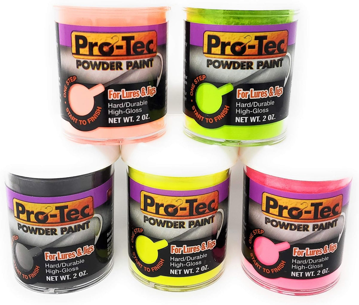 5 x 2oz Powder Paints, Hot Pink, Green & Yellow Chartreuse, Black, Blaze Orange Pack of 2 C967786