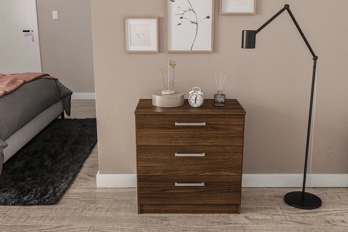 White 3 Drawer Wood Dresser D6342