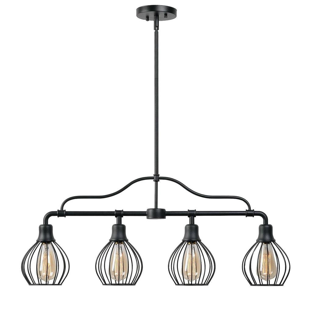 4 Light Island Light - Black Finish F18138