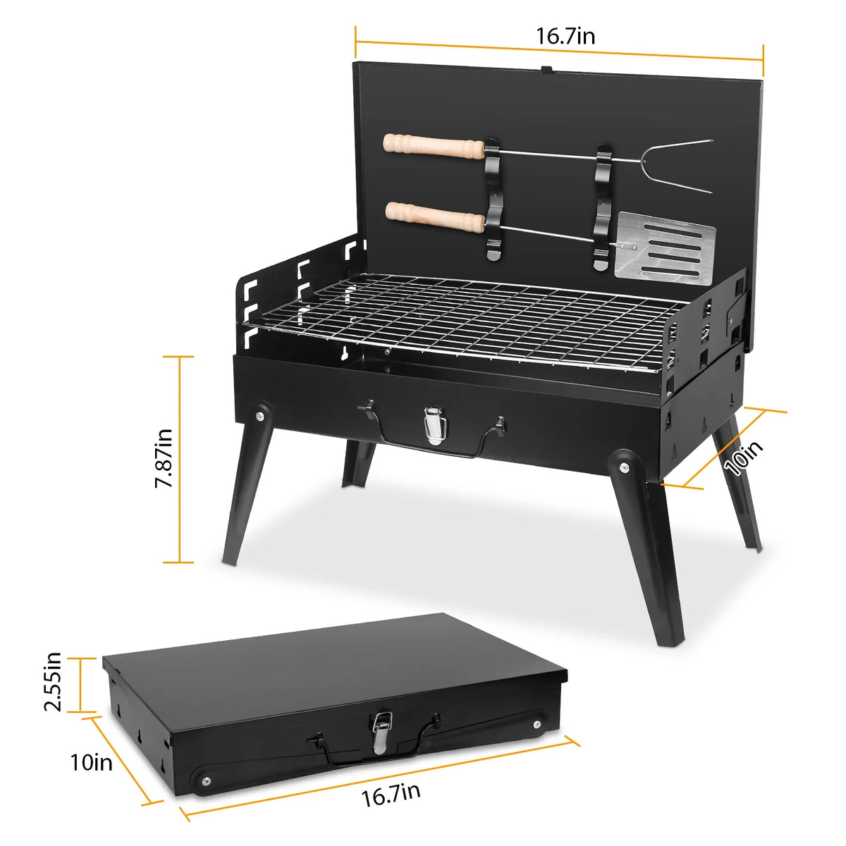 Portable Charcoal Grill Foldable BBQ Suitcase Grill R22542