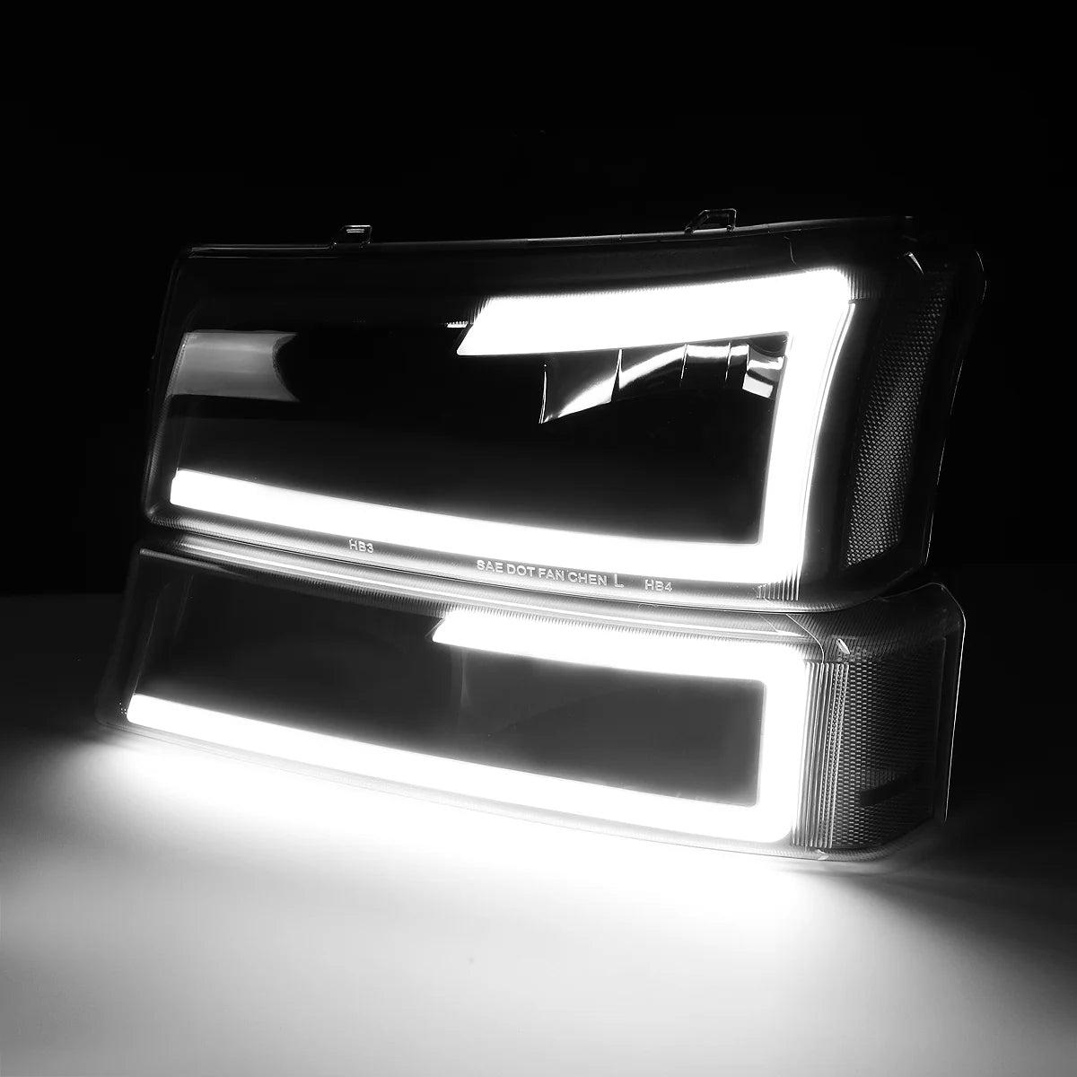 Pair 3D LED DRL Bar Headlight Dark Smoked J417