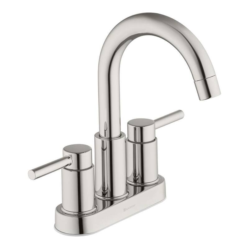 4 in. Centerset Double Handle High-Arc Bathroom Faucet in Polished Nickel X7013